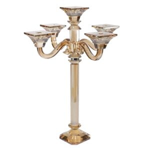 CANDELIERE 5 LUCI AMBRA H.59CM VETRO