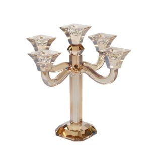 CANDELIERE 5 LUCI AMBRA H.31CM VETRO