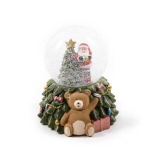 25579 -  ALBERO PALLA DI NEVE IN RESINA CON LUCI 16.5X16.5XH19CM SCATOLA REGALO