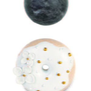 MAGNETE DONUT BIANCO FIORI GLITTER DIAM 5,5 CM