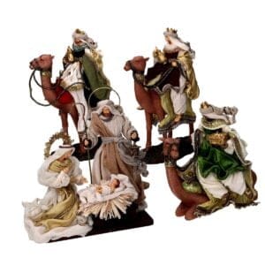 presepe tessuto bianco e oro con re magi cmh25,40